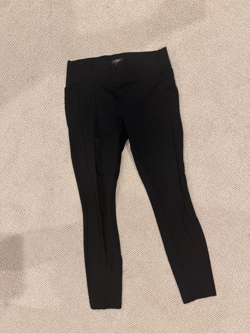 LOFT Black Pull On Skinny Slim Pants Front Seam Size Small